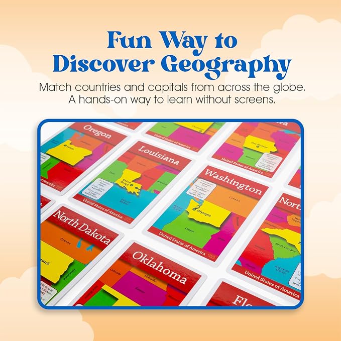 USA Bingo for Kids Ages 4 and Up, Geography Game for Home, School or Camp | Fun Kids Educational Game & Learning Resources, Bingo Games for Family, Kids Geography Toy, States and Capitals Game for Kids