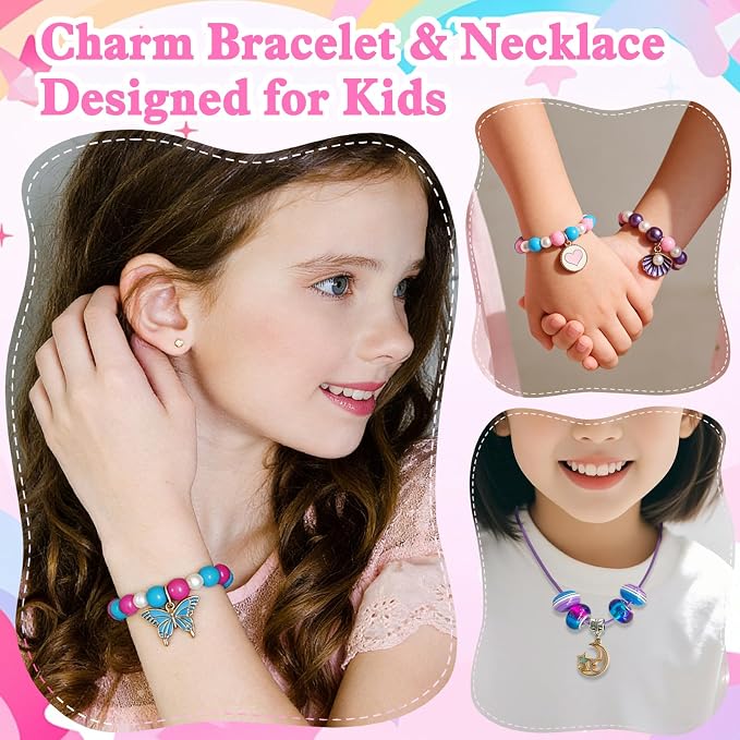 24 Pack Kids Bracelet Necklace Making Kit for Ages 4-8 | Individual Wrapped, Friendship Bracelet, Girls Party Favors, Goodie Bag Stuffers, Kids Art Craft Activities