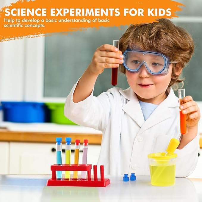 Color Science Test Tubes Droppers for Kids Liquids Pipettes Dropper | Droppers for Liquids Pipettes for Kids Plastic Pipettes Test Tubes with Caps Science Kits Science Experiments for Kids 4-6
