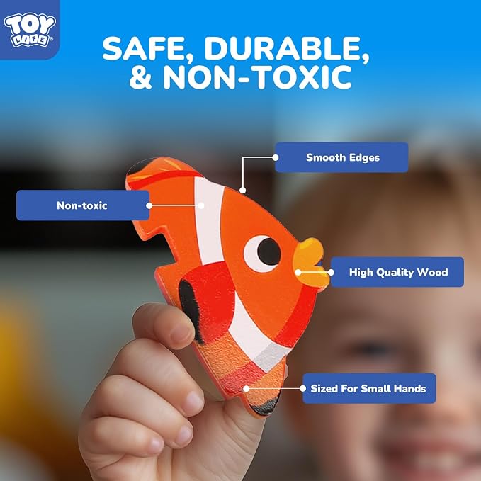 TOY Life Wooden Puzzles for Toddlers 2-4, Sea Animals Puzzles for Toddlers 1-3, Wood Puzzles Educational Montessori Toys Gifts for 1 2 3 Year Old, Baby Kids Learning Toy