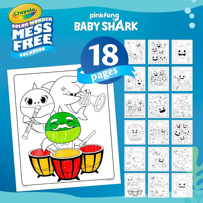 Crayola Baby Shark Color Wonder Pages, Mess Free Coloring for Toddlers, Coloring Activity, Travel Activities, Toddler Toys & Gifts, 3+
