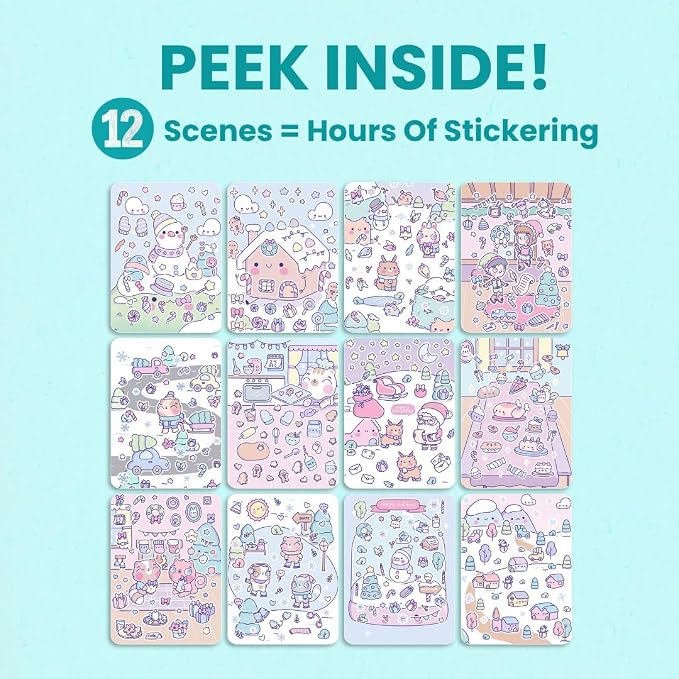 Cupkin Winter Wonderland Coloring & Sticker Activity Book | 500+ Stickers | Spiral-bound kids craft format with 12 scenes, 12 art pages, side-by-side viewing, and an easy-peel design for ages 2–8