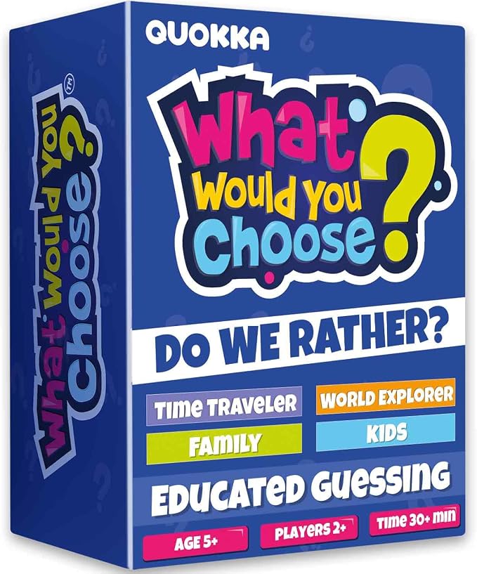 QUOKKA Board Games for Kids 8-12 – 4 Set Family Games for Kids and Adults – What Would You Choose – History, Geography, Kid, Family – Do We Rather – Fun Card Game for Families and Teens