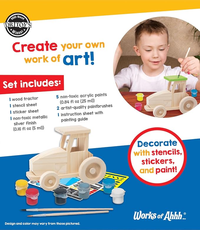 Craft Set - Farm Tractor Premium Wood Paint Kit