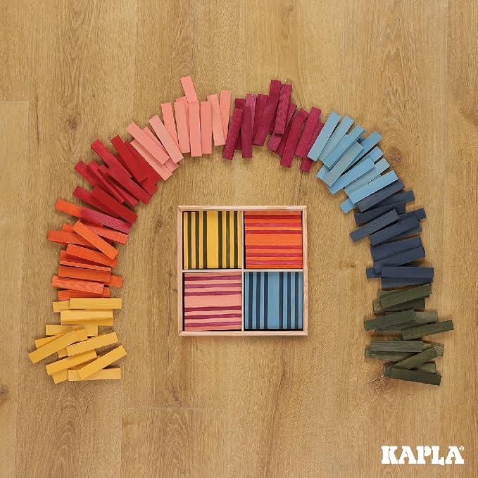 KAPLA 100 Octocolor Case - Wooden Construction Set 100 Colored Building Planks