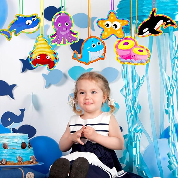 Sea Animals Lacing Cards Sewing Cards For Kids 12 Pack Shark Whale Ocean Theme Party Decor Double Sided Cardboard Lacing Playing Games for Preschool Home Developing Imagination Education Supplies