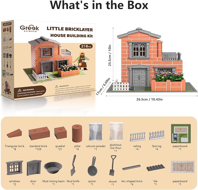 Mini Brick House Building Kit for Kids Age 8+ | Block Building Toys with Real Mini Bricks, STEM Creative Gifts for Boys Girls- DIY Tiny House Construction Set