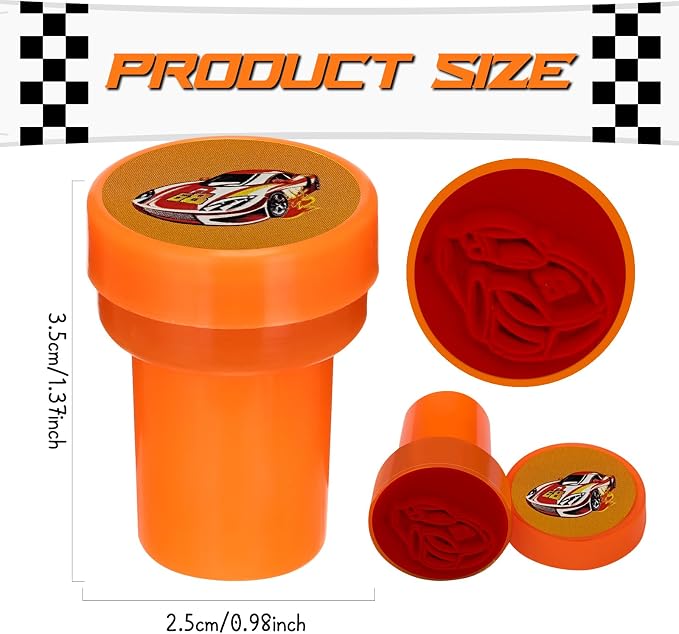 Cinrobiye 24 Pcs Race Car Stampers Party Favor Set, Cute Racing Car Stamps for Kids Birthday Party, Classroom Rewards, Carnival Prizes, Goody Bag Fillers, Racing Themed Party Supplies