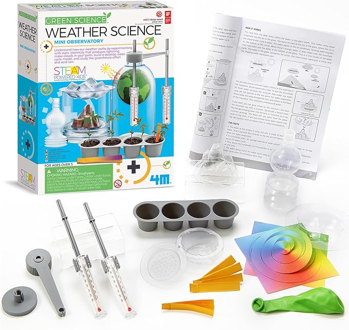 4M Green Science Weather Science Kit - DIY Mini Observatory & STEAM Toy | Explore static electricity, water cycles and cloud formation with this educational science lab for kids aged 5 and up