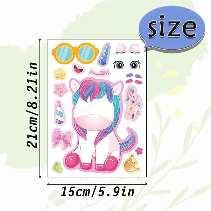 24 Sheets Make a Face Unicorns Stickers for Girls Kids Party Favors | Make Your Own Unicorns Stickers Birthday Decorations Supplies, Toddlers Crafts Activities Gifts Goodie Bags Stuffers Games