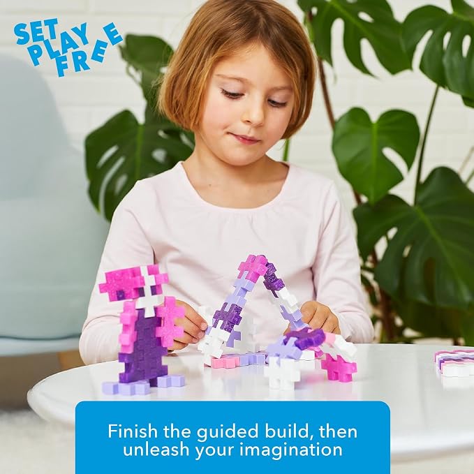 PLUS PLUS Big 15 Piece Glitter Mix - Large Building Blocks for Toddlers | Quiet Stem Toys for Toddlers, Prek Classroom Essentials, Waffle Blocks Jumbo, Stem Bins for Classroom, Sensory Bins