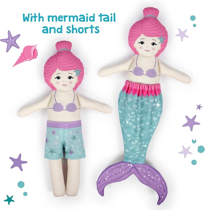 kullaloo Sewing kit for Kids Beginners - DIY Craft for Girls & Boys - Cut & Sew Fabric Panel Mermaid (Underwater Tales)