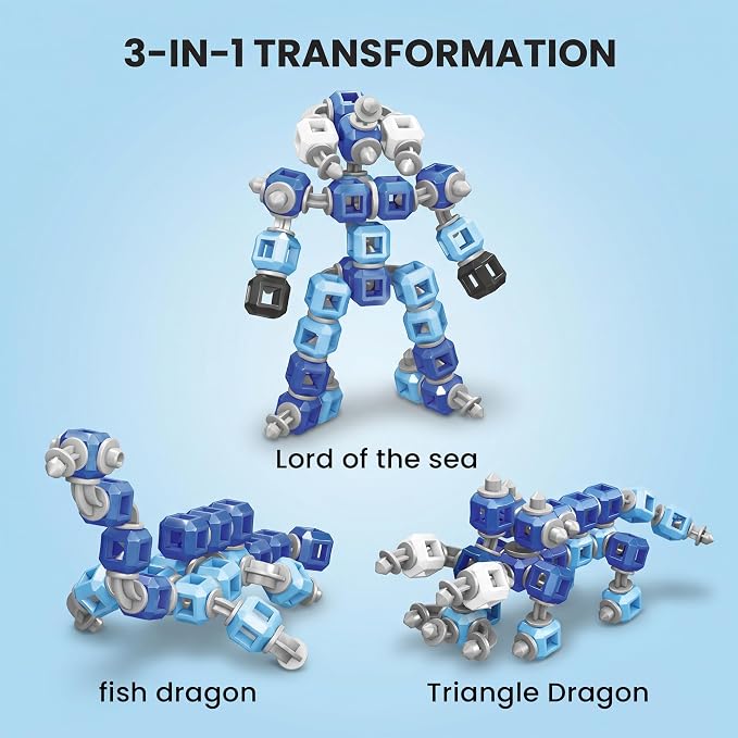 Creative 3-in-1 Insect Robot STEM Building Toys for Kids Ages 4-8 | 77 Pieces Blocks, Supports Repeated Disassembly & Free Building, Easy to Carry for On-the-Go Play, Gift-Ready Packaging