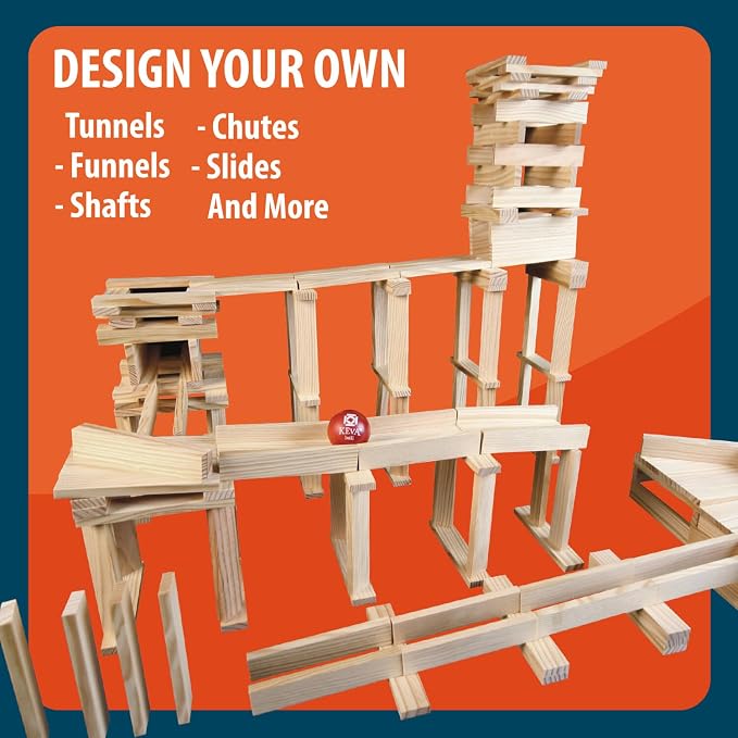 MindWare KEVA 400 Maple Wood Building Planks Set - Building Toy Includes 400 Wooden Blocks, 2 KEVA Balls, and Idea Book - Ages 5+