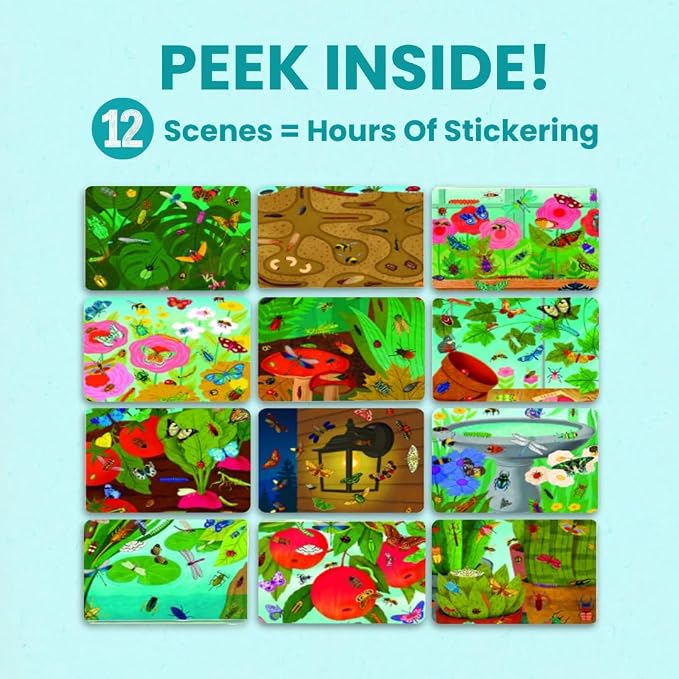 Cupkin Hello Bugs Coloring & Sticker Activity Book | 500+ Stickers | Spiral-bound kids craft format with 12 scenes, 12 art pages, side-by-side viewing, and an easy-peel design for ages 2–8