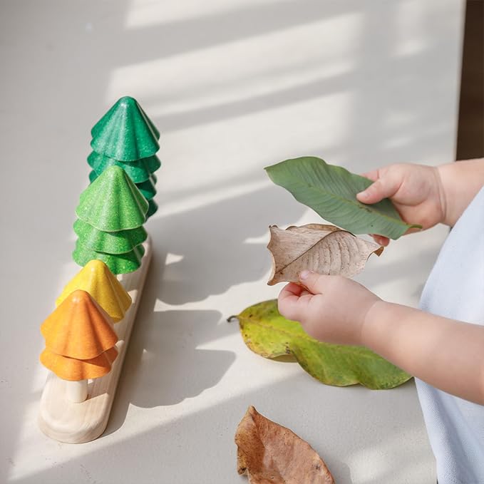 PlanToys® Wooden Sort & Count Trees Montessori Kids Counting Stacking Toy | wooden sort count trees, montessori counting stacking, numbers colour sorting logical thinking, educational learning, toddler