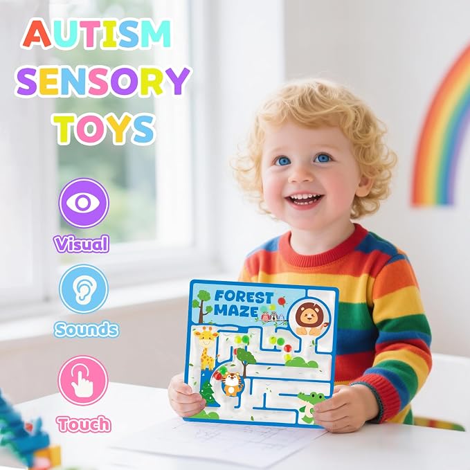 Sensory Squishy Maze Fidget Toys for Kids Christmas Stocking Stuffers | Gel Filled Autism Toys for Special Need, Quiet Fidgets Calming Toys for Preschool, Gifts Prizes for Classroom