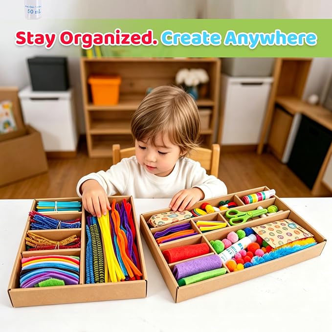 Kid Made Modern Arts and Craft Kit – A DIY 3.8 Pounds of Hobby Craft Supplies & Materials Box for Creative Art Projects for Kids Age 4 5 6 7 8 9 10 11 & 12 Year Old Girls & Boys
