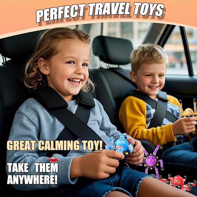 8Pcs Transformable Fidget Spinners for Kids Fidget Toys Teens Adults Sensory Toys with Autism ADHD Party Favors Travel Activities Easter Basket Stuffers Gifts for Kids Boys Girls B