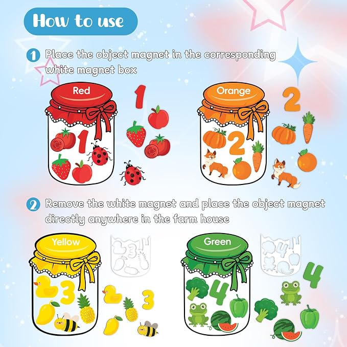 10Pcs Magnetic Color Sorting Cute Fridge Magnets for Kids Color Sorting | 60 Fridge Magnet Soft Magnets for Early Education Color Sorting Fine Motor Skills Boys Girls Gifts