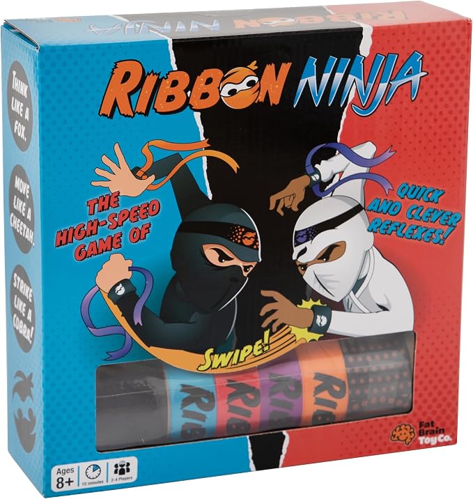 Fat Brain Toys Ribbon Ninja Game - Active Ribbon-Snatching Indoor or Outdoor Ninja Kids Toys for Kids & Teens (Pack of 3)