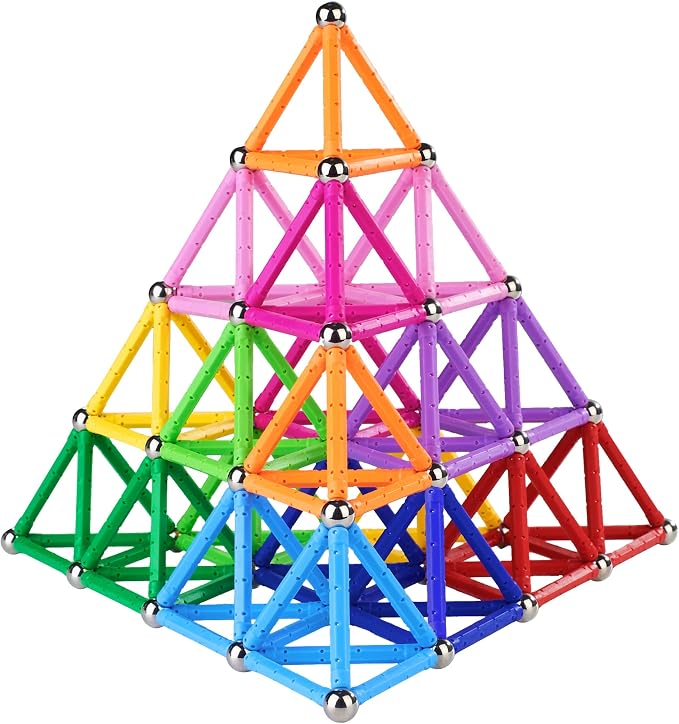 150 Pcs Magnetic Building Sticks Blocks, 3D Non-Toxic Educational STEM Toys for Kids and Adults, Includes Storage Bag