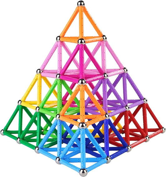 150 Pcs Magnetic Building Sticks Blocks, 3D Non-Toxic Educational STEM Toys for Kids and Adults, Includes Storage Bag