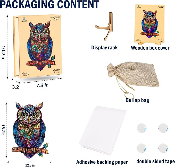 Wooden Jigsaw Puzzles for Adults, Unique Shaped Animal Wood Puzzles Adult, Owl Wooden Puzzles for Adults, Fun Challenging Family Games, 500pcs 18.2"×12.3"
