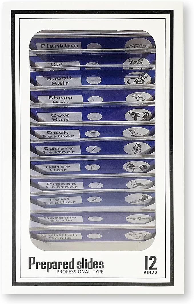 Carson MicroFlip 100x-250x LED and UV Lighted Pocket Microscope with Flip Down Slide Base and Adapter with CarsonCam Phone App - Bundle Included with 24 Prepared Insect and Animal Slides (MP-250BUN) | STEM Handheld Microscope Kit with Included Smartpho...