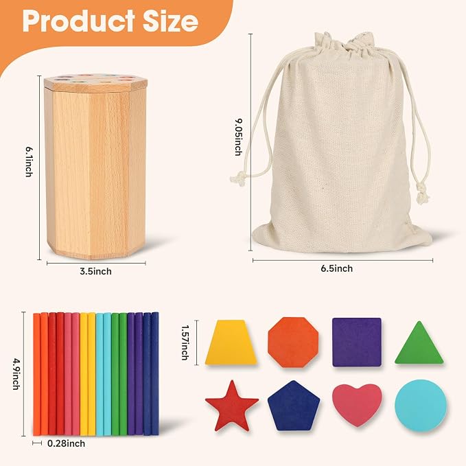 Montessori Toys for 1-3 Year Old: 2 in 1 Wooden Learning Color Sorting Toys for Toddlers Age 1 2 3, Educational Fine Motor Developmental Sensory Matching Game Activities, 12 18 24 Months Kids Boy Girl