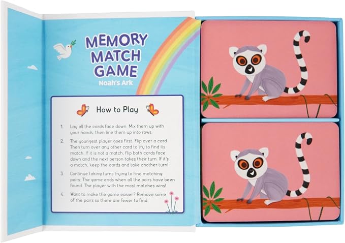Memory Matching Game for Kids Ages 3+ – Memory Card Game with 72 Large Thick Cards, Preschool Learning Game (Noah's Ark)