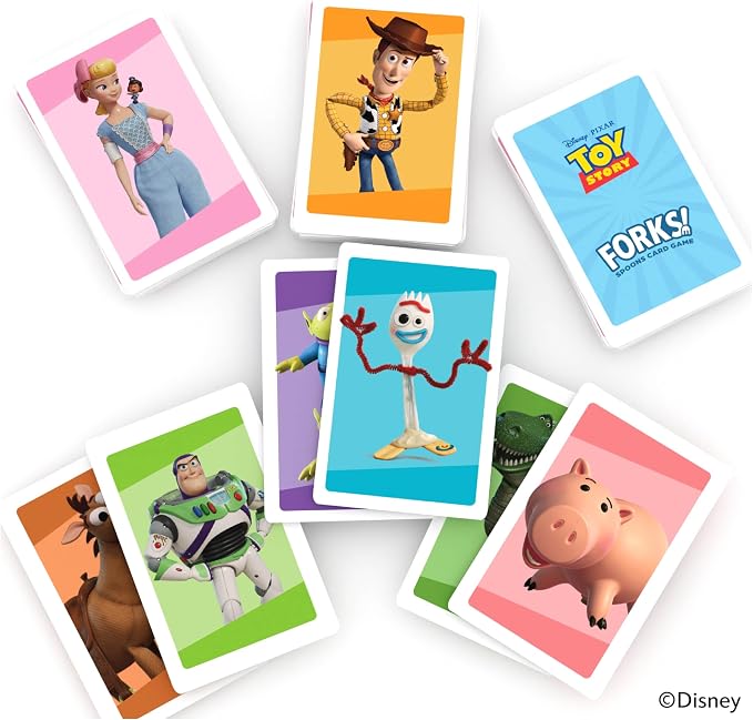 Bicycle Spoons Featuring Forky from Toy Story, Kids Card Game, Featuring Disney and Pixar Characters Woody, Buzz Lightyear, Forky, Bo Peep & Alien, Ages 4+, Toy Story Birthday Gift, 2-5 Players