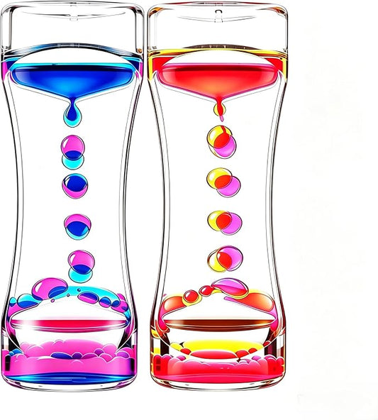 2 Pack Liquid Motion Bubbler - Fidget Tubes for Stress Relief - Calming Visual Play for School, Home, Office, Holoday Stocking Stuffer - Calming Sensory Toys for Kids with Autism or Special Needs