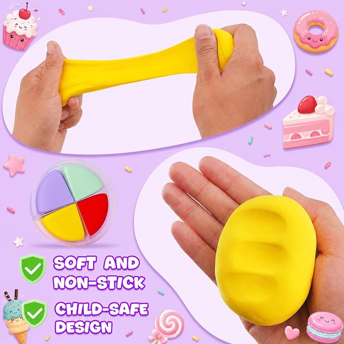Air Dry Clay Kit -12 Desserts Modeling Clay for Kids Arts and Crafts | Ultra Light & Soft,Safe & Non-Toxic,No-Sticky & Crack,DIY Molding Clay with Sculpting Tools,Party Favors Gifts for Girls Boys