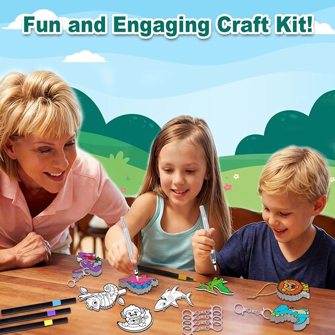 JRD&BS WINL 3D Art Kit for Kids Aqua Puffy Up Cute Animals, Paint by Number Craft for Kids, DIY Craft Activity for Ages 3-12,Travel Gifts for Girls & Boys Ages 4,5,6,7,8,9,10 (Animals)