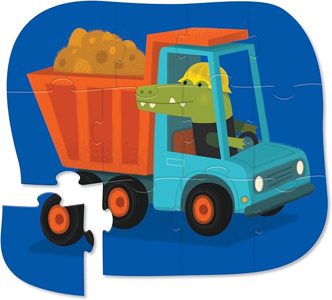 Crocodile Creek Pre-School Jigsaw Puzzle, 12 Piece for Kids 2 Years and Up, Heavy-Duty Square Box for Storage, Finished Puzzle Size 12 x 19 inches, Construction Croc