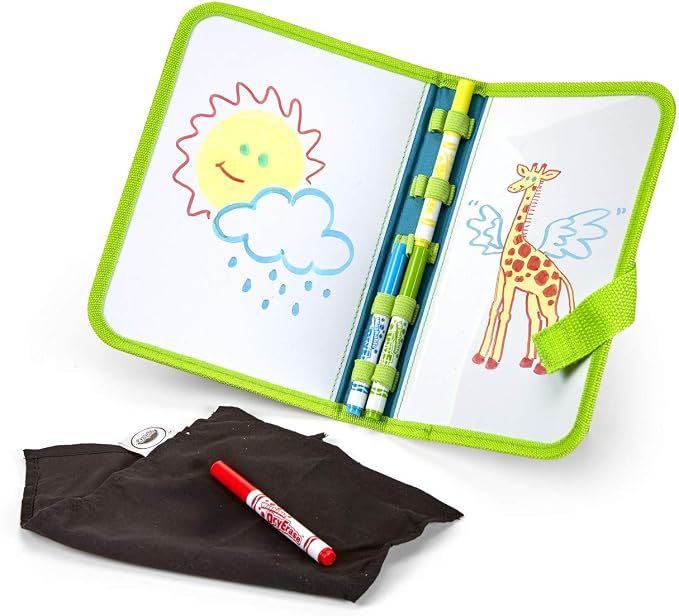 Crayola Washable Dry Erase Travel Pack, Whiteboard for Kids, Ages 4, 5, 6, 7 | Portable Travel Toy for Kids, Birthday, Holiday Gift, Reusable Drawing & Coloring Board Activity, Includes Washable Markers