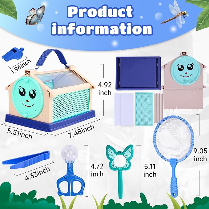 Garma Bug Catcher Kit for Kids, Outdoor Explorer Kit for Toddler with Insect Collection Box Bug Catching Tools and Magnifying Glass Spring Insect Catching Kit Summer Nature Toys Birthday Gifts