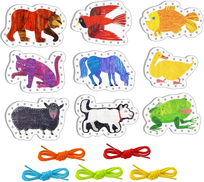 Ai fsem Brown Bear Brown Bear What Do You See Lacing Cards Felt Pieces Sewing Cards Lacing Toy Fine Motor Activities Montessori Toys Toddler Crafts