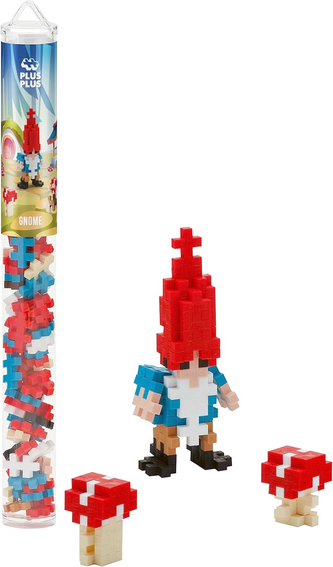 PLUS PLUS Gnome Tube - 3D Figure Building Block Set | Mini Interlocking Waffle Blocks, Fun Stem Toys, Christmas Stocking Stuffers for Kids, Gifts for Boys & Girls