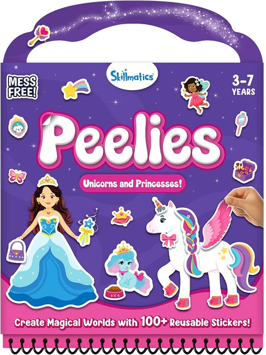 Skillmatics Peelies – Unicorns & Princesses, Reusable Sticker Activity Book | 100+ Reusable Stickers, Mess-Free Fun for Toddlers & Preschoolers, Travel Toy, Gifts for Kids Ages 3, 4, 5, 6, 7