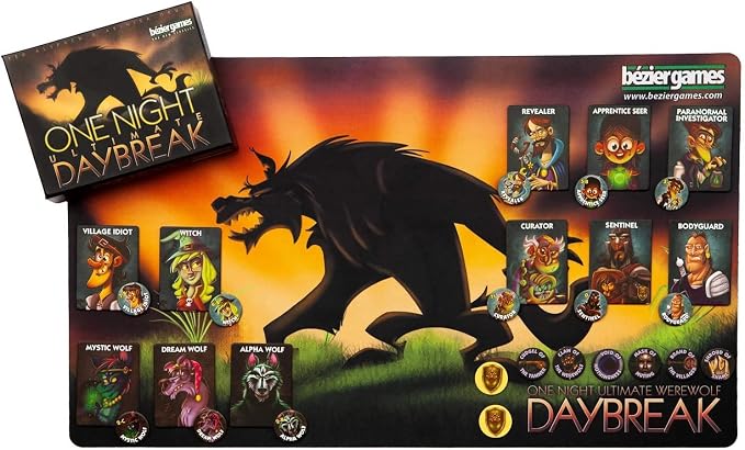 Bezier Games One Night Ultimate Daybreak | Standalone Hidden Role Mystery with Social Deduction, App-Supported Bluffing Experience, 3-7 Players, 10 Minutes