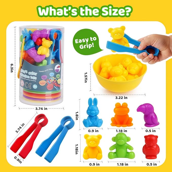 Counting Animals Color Sorting Matching Games with Sorting Bowls Montessori Sensory Early Educational Toys Learning Fine Motor Skill & Counting Math Toys Gift for 3 4 5 Year Old Boys Girls