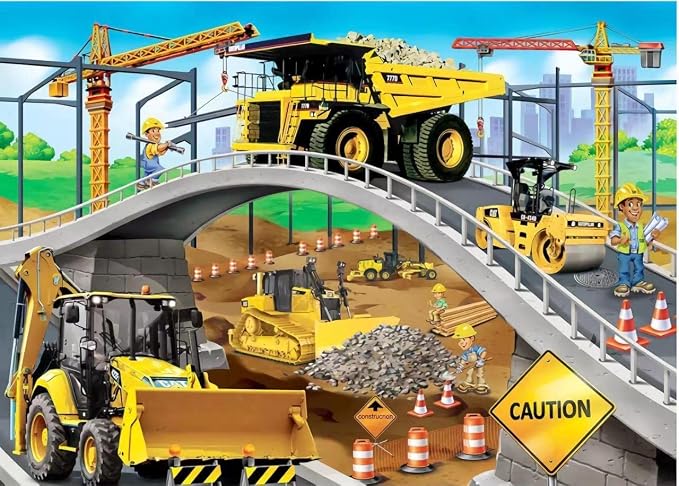 LELEMON Puzzles for Kids Ages 4-8,Construction Site 100 Piece Puzzles for Kids,Educational Kids Puzzles Jigsaw Puzzles in a Metal Box,Children 100 Piece Puzzle Games Puzzle Toys for Girls and Boys | Construction Site Kids Puzzles Jigsaw Puzzles for Kid...