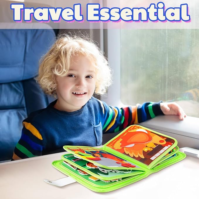 Busy Book for Toddlers 1-3 Montessori Busy Board for 1 Year Old Boy Girl Gift Farm Animal Sensory Toys Educational Learning Quiet Airplane Travel Activity Books First Birthday Gifts