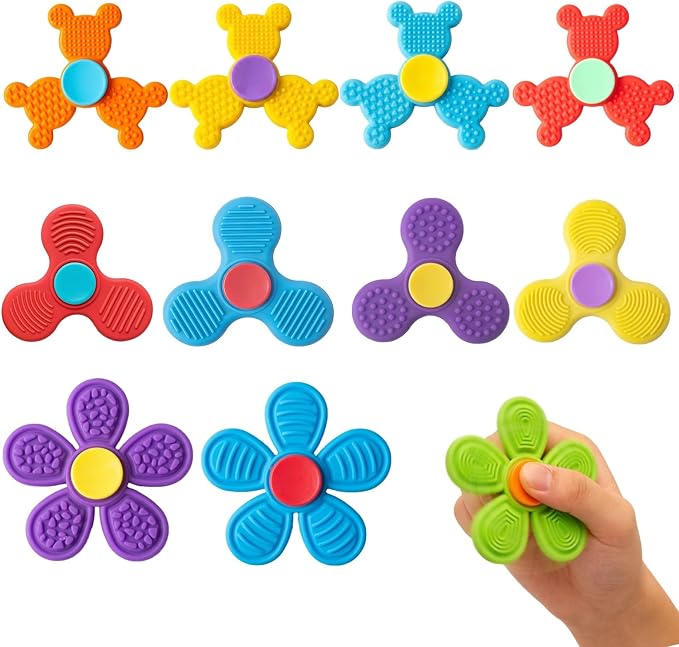 11PCS Silicone Spinners,Sensory Toys for Kids and Adults,Worry Stones for Anxiety,Quite Fidget Toys for Classroom, Prizes in Bulk for School, Classroom Prizes,Treasure Box Toys