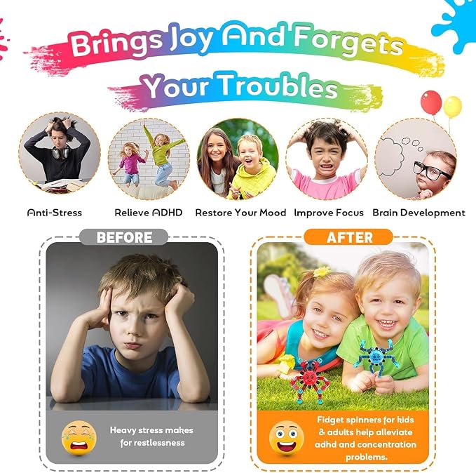 Transformable Fidget Spinner Toys for Kids and Adults,8 Pcs Travel Toys for Boys Girls Sensory Toy ADHD Stress Relief Toy,Party Favors Birthdays Gifts for Teens Road Trip Travel Essentials