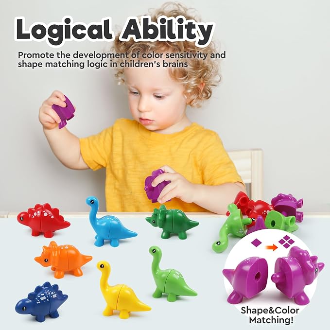 GKDOMS Montessori Matching Dinosaurs Snap and Pattern Match Learning Toy | 10pack, Matching & Sorting Game, Sensory Toy, Preschool Learning Activities, Educational Gifts, Ages3+