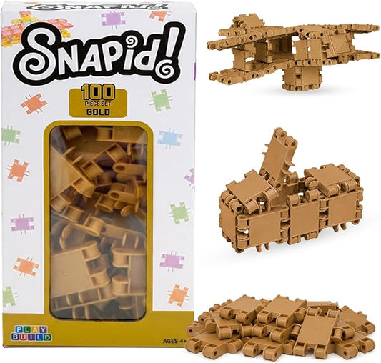 100 Piece Gold Snap Connecting Building Toy Set for Kids