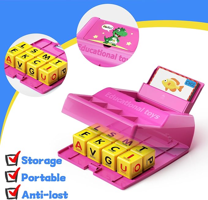 Montessori Matching Letter Game Toys for 3 4 5 Year Old Boy Girl Gifts Kids | Early Educational Learning Spelling Toys for Toddler, Preschool, Bigger Size, Storage Function, Christmas Birthday Gifts